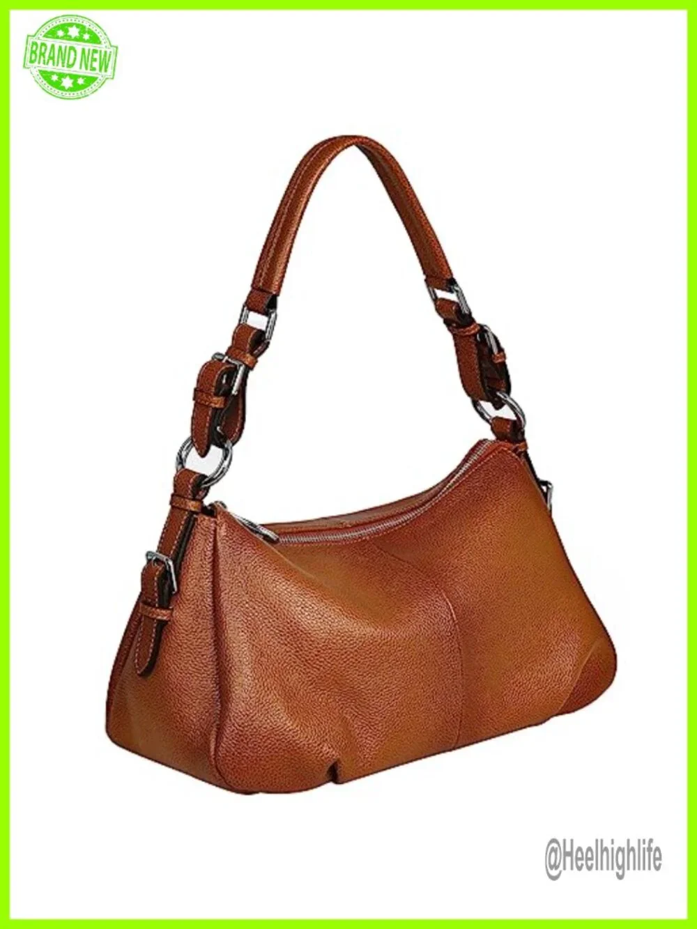 Genuine Leather Large Capacity Hobo Shoulder Tote Crossbody Bag Zippered